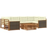 vidaXL Zunanja garnitura za sedenje z blazino 7 pcs Naravna in smetana, (5000280973) | Shoptok.si
