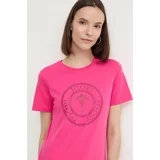 Joop! Bombažna kratka majica ženska, roza barva, 30042942