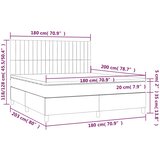Krevet box spring s madracem LED svjetlosivi 180x200 cm tkanina | shoptok.hr
