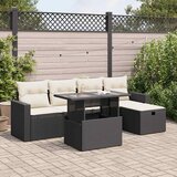 vidaXL 6-dijelni set vrtnih sofa s jastucima crni od poliratana | shoptok.hr