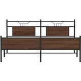 Metalni Kovinski posteljni okvir brez vzmetnice rjavi hrast 183x213 cm, (21829052) | Shoptok.si
