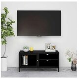  TV omarica črna 90x30x44 cm jeklo in steklo | Shoptok.si