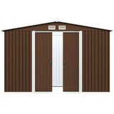 vidaXL Vrtna skladiščna lopa rjava 257x205x178 cm jeklena | Shoptok.si