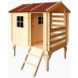 Timbela Zunanja otroška hiška, 19 mm deske - Lesena igralna hiška na kolih V205 x 182 x 146 cm / 1,1 m2 - M501B, naravni les, (21827977) | Shoptok.si
