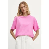 Answear Lab Bombažna kratka majica ženski, roza barva