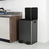  2 x 28 L dvostruke kante za otpad otvaranje na pedalu lako se čiste nehrđajući čelik plastika crna | shoptok.hr