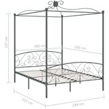 vidaXL okvir za krevet s nadstrešnicom sivi metalni 180 x 200 cm | shoptok.hr