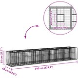  Gabionski uzdignuti krevet 2 pcs Srebrno 340 x 60 x 55 cm | shoptok.hr