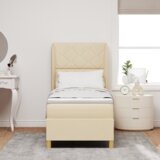 Box Spring Postelja z Blazino Krem 80x200 cm Tkanina, (22051805) | Shoptok.si