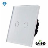 Pametni wise prekidač WiFi stakleni panel - 2 tastera, beli Cene
