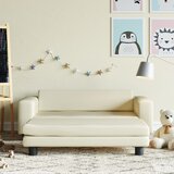 vidaXL Otroški kavč s stolčkom za noge krem 100x50x30 cm umetno usnje | Shoptok.si
