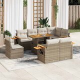 Maison Chic Seti vrtnega pohištva - Vrtna garnitura - Vrtni pohištvo set z blazinami 9-delna bež ratan/akacija, (21796370) | Shoptok.si