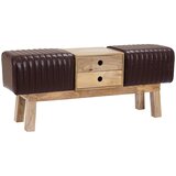  Klupa 110 x 30 x 45 cm Prava koža Tamno smeđa Slike