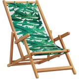 vidaXL Sklopive stolice za plažu 2 kom tkanina i drva uzorkom lišća | shoptok.hr
