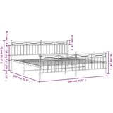 Metalni okvir kreveta uzglavlje i podnožje bijeli 200x200 cm | shoptok.hr