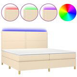 The Living Store Box spring postelja z vzmetnico LED krem 200x200 cm blago - Box Spring Postelja, (21520590) | Shoptok.si
