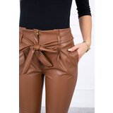 Kesi Leather trousers with a tie at the front brown | shoptok.hr