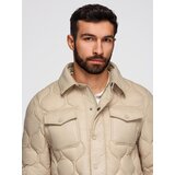 Ombre Men's quilted jacket in shirt cut - beige | shoptok.hr