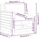  Vrtna sofa s naslonom za ruke i jastukom od masivne borovine | shoptok.hr