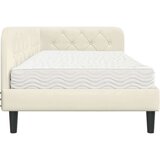 vidaXL Kutni okvir kreveta s madracem Krema 90 x 190 cm Baršun | shoptok.hr