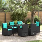  Set za Jelo za Vrt od 7 Dijelova Crni Polu Ratan | shoptok.hr