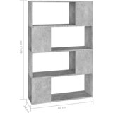 Ormarić za knjige / pregrada boja betona 80x24x124,5 cm drveni | shoptok.hr