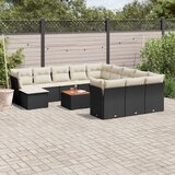  13-dijelni set vrtnih sofa s jastucima poliratan crni | shoptok.hr