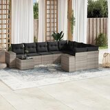 vidaXL 10-dijelni set vrtnih sofa poliratan s jastucima svijetlosivi | shoptok.hr