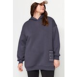 Trendyol Curve Anthracite Thick Fleece Oversize Knitted Sweatshirt Cene