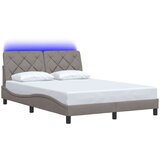 vidaXL Posteljni okvir z LED brez vzmetnice taupe 140x200 cm blago | Shoptok.si