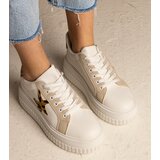 Gemre White-beige sneakers decorated with glitter and a star Taleda | shoptok.hr