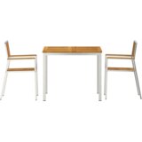 vidaXL set od 3 dijela za blagovanje u vrtu od čvrstog drva bagrema, vanjski stol za blagovanje 90x90x74.5 cm od čvrstog drveta bagrema, stolići za vrt 2 komada od čvrstog drveta bagrema i metala | shoptok.hr