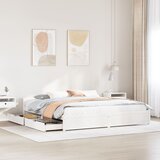vidaXL Posteljni okvir brez vzmetnice bel 180x200 cm trdna borovina | Shoptok.si
