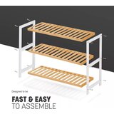 BOLZZ Polica za obucu 3 nivoa bamboo bela | ePonuda.com