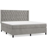  Box spring postelja z vzmetnico svetlo siva 160x200 cm žamet, (20846733) | Shoptok.si