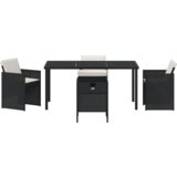  Vrtna garnitura - 5-dijelni vrtni blagovaonski set s jastučićima Crni Poly Ratan | shoptok.hr