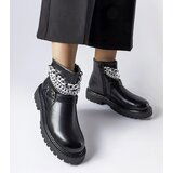 Gemre Black ankle boots with decorative chains Mezzavia | Shoptok.si