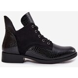 VINCEZA Patent Leather Women's Ankle Boots with Decorative Embossing Insulated | Shoptok.si