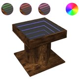 Maison Chic Klubska mizica - kavna mizica - Nizka mizica LED dimljeni hrast 50x50x45 cm inženirski les, (21754213) | Shoptok.si