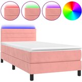 Maison Chic Box spring postelja - Vzmetna postelja z vzmetnico LED roza 90x200 cm žamet SL3445, (21902230) Cene
