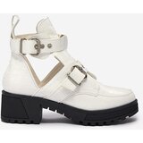 Resti White lacquered women's boots with cutout and embossing Malevib- Footwear | ePonuda.com