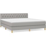 The Living Store Box spring postelja z vzmetnico svetlo siva 160x200 cm žamet - Box Spring Postelja, (21488835) | Shoptok.si