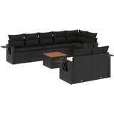  9-dijelni set vrtnih sofa s jastucima crni od poliratana | shoptok.hr