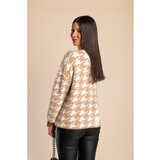 Fenzy mehak pulover s pepita vzorcem, krem | Shoptok.si