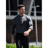 Reserved Regular fit košulja s mješavinom lana - tamnosivo | shoptok.hr