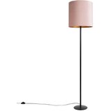 QAZQA Stoječa svetilka črna z roza žametno kapico z zlatom 40 cm - Simplo Cene