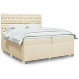  Krevet s oprugama i madracem krem 200 x 200 cm od tkanine | shoptok.hr