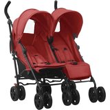  Otroški voziček za dvojčke rdeč jeklen | Shoptok.si
