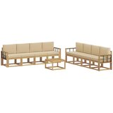 vidaXL Zunanja garnitura za sedenje z blazino 9 pcs Bela in bež, (5000271858) | Shoptok.si