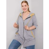 Fashion Hunters Gray women's plus size sweatshirt with a zip Cene